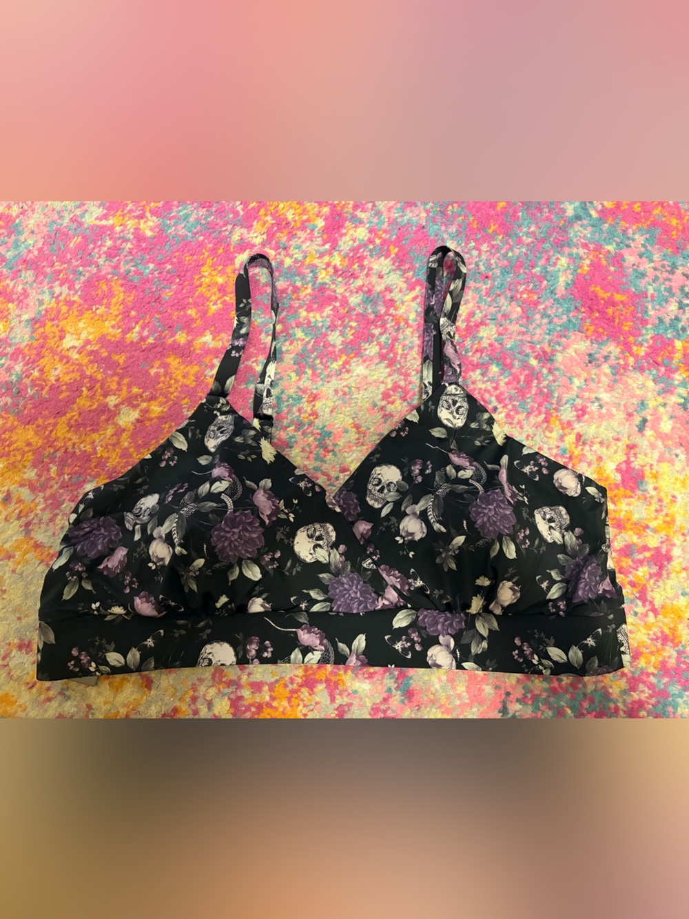 Skull & Roses Bralette, Microfiber, Lightly Lined 2